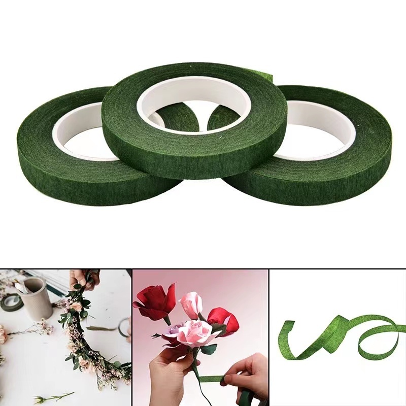 Florist Supply Ribbon - 5 ロール花束花茎テープグリーン自己粘着テープ花屋の花 12 ミリメートルラッピングテープ結婚式 DIY 装飾用品