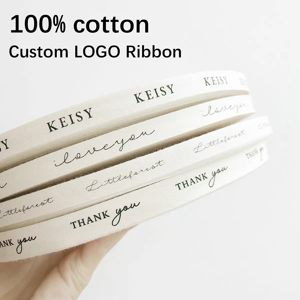 Florist Supply Ribbon - カスタムロゴ綿リボン結婚式のテキストテープストラップ DIY 手芸用品クリスマス花屋ギフト包装花束手作り