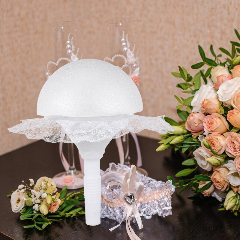 造花ホルダー、DIY ホワイトレースフォームブーケホルダー、 - Bouquet Holder Foam のレビューと価格