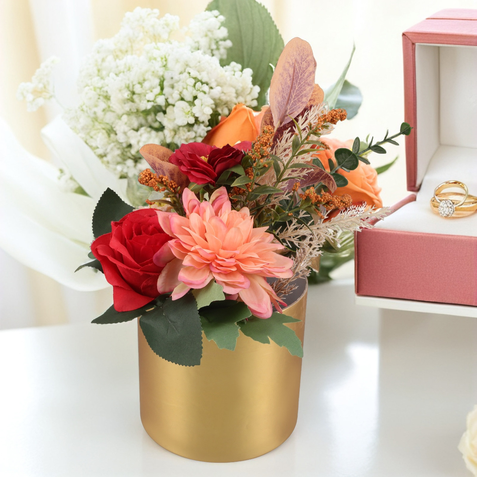 エレガントな丸型花柄ボックス コンパクトなフラワーアレンジメ - Bouquet Holder Foam のレビューと価格