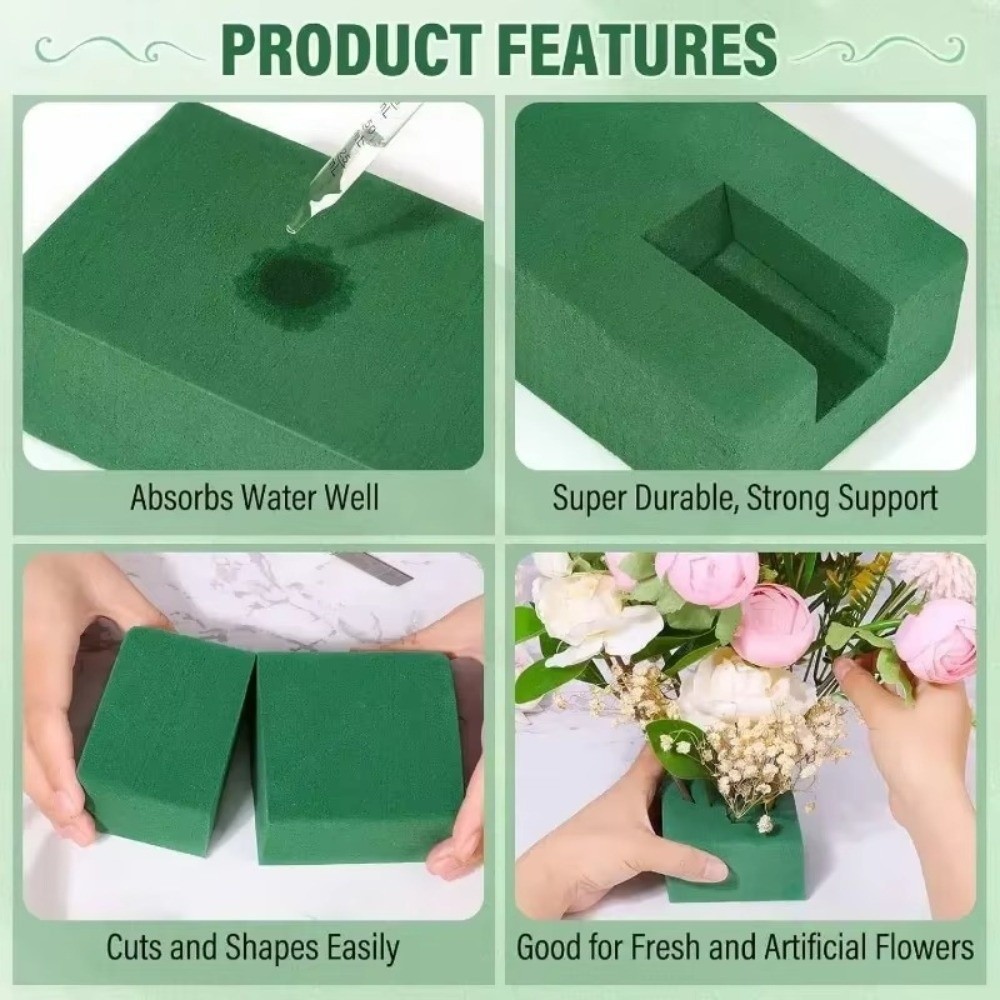 緑色のフラワーアレンジメント用吸水性フォーム 長方形 DIY - Bouquet Holder Foam のレビューと価格