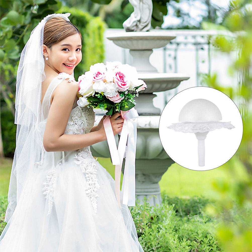 1セット ハーフボールフォームブーケホルダー レース装飾 ブ - Bouquet Holder Foam のレビューと価格