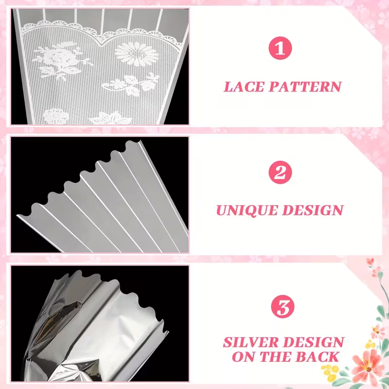 100個のレースプリントクリアブーケスリーブ、1cmサテンリ - Florist Supply Ribbon のレビューと価格